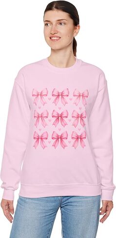 Pink Bow Pattern Crewneck Sweatshirt | Cute Ribbon Grid Design in Saudi Arabia