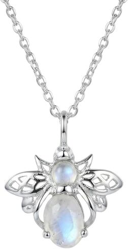 925 Sterling Silver Animal Pendant Necklace Collection for Women | Handmade Natural Gemstone Jewelry | Cat, Bee, Turtle & Bug Designs | Hypoallergenic Silver Necklace Gift for Her in Saudi Arabia