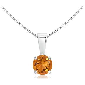 Angara Natural Citrine Solitaire Pendant for Women | Round Citrine Solitaire Pendant Necklace in 14K Solid Gold/Silver/Platinum With 18" Chain | November Birthday, Gemstone Jewelry Gift in Saudi Arabia