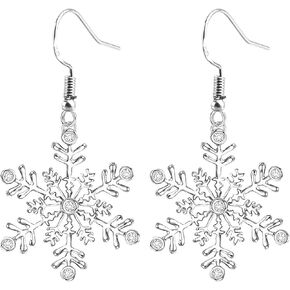 Christmas Earrings for Women - Xmas Silver Snowflake Dangle Earrings Jewelry Accessories for Women in Saudi Arabia