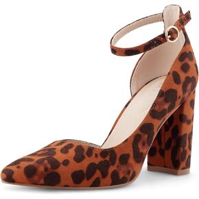 Women's Closed Toe Pumps 3-Inch Chunky Heels Pumps Ankle Strap Dress Wedding Shoes in Kuwait