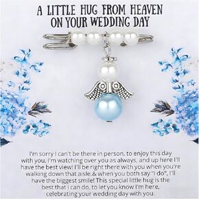 Something Blue Angel Memory Bouquet Charm, Wedding Memorial Gift for Bride, Guardian Angel Charm Wedding Accessory, Huge From Heaven for Deceased Loved Ones in Saudi Arabia