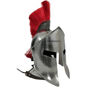 Medieval Greek Spartan Helmet | 300 Movie King Leonidas Roman Helmet Silver Finish with Red Plume | Spartan Legions Helmets | Men's Warrior Headwear Costume Accessories in Kuwait