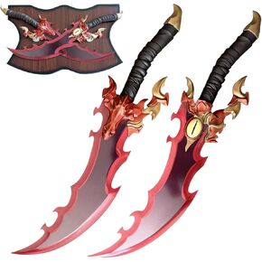 مجموعة السيوف المزدوجة من الرسوم المتحركة Jinwoo Demon King Baran المكونة من قطعتين مع لوحة عرض للتجميع والحفلات التنكرية in Kuwait