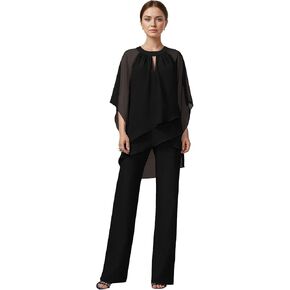 2 قطعة أم العروس بانت الدعاوى 3/4 كم الشيفون Pantsuit لحفل الزفاف كشكش طويل أم العريس بدل رجالي in Kuwait