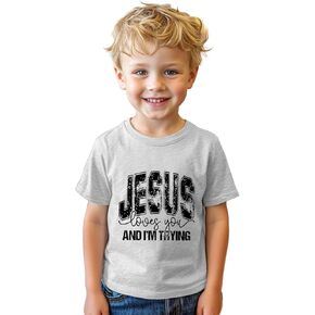 يسوع قميص للأطفال طفل الفتيات الفتيان يسوع يحبك المسيحية عيد الفصح الله تي شيرت مضحك قصيرة الأكمام تي شيرت الجرافيك 2-8T in Kuwait