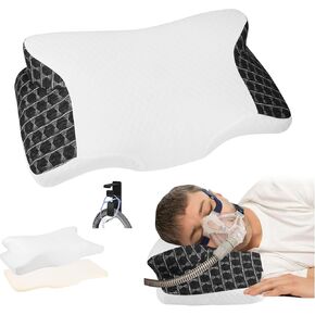 Cervical Neck CPAP Pillow for Side, Back Sleepers to Neck Pain Relief - Reduce Air Leaks & Mask Pressure for Better Sleep- Include CPAP Hose Holder - Avoid Hose Tangles & Keep The Hose Off The Floor in Saudi Arabia