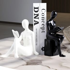 Decorative Bookends,Ceramic Statue Book Ends,Home Office Modern Bookends,Decor Aesthetic Reading Book Holders for Bookshelf,Bedroom Living Room Decoration Unique Bookends (Silver) in Saudi Arabia