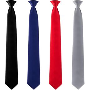 Bencailor 4 Pcs 24 Inch Men's Clip-on Ties Solid Color Men's Tie Pretied Clip on Ties for Men Men's Clip on Necktie Men's Button Ties(Black, Charcoal Grey, Navy Blue, Wine Red) in Kuwait