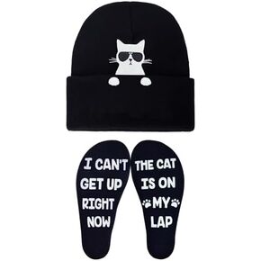 هدايا لمحبي القطط للنساء، قبعة شتوية لطيفة للقطط وجوارب مضحكة لأصحاب الأمهات المراهقات باللون الوردي in Kuwait