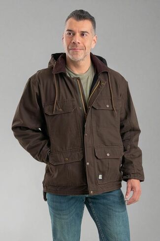 Berne Men's Heartland Washed Duck Zip-Off Hooded Work Coat in Saudi Arabia