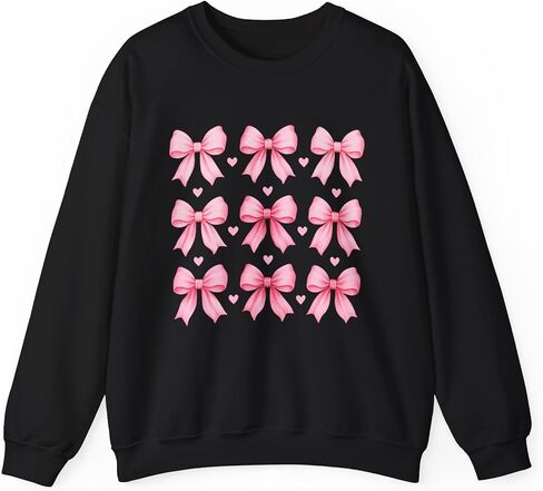 Pink Bow Pattern Crewneck Sweatshirt | Cute Ribbon Grid Design in Saudi Arabia