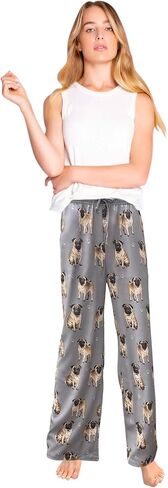 E & S Imports Women's Pug Dog Lounge Pants - Pajama Pants Pajama Bottoms - Large in Saudi Arabia