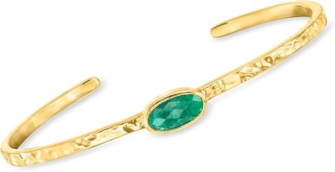 Ross-Simons 1.40 Carat Emerald Hammered Cuff Bracelet in 18kt Gold Over Sterling in Saudi Arabia