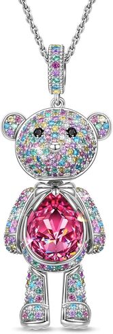 Teddy Bear Pendant Necklace for Girls – Created with Swarovski® Crystals, Movable Limbs, Gift for Girls, Birthday, Christmas, Valentine’s Day & Anniversary in Saudi Arabia
