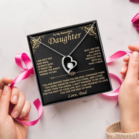 Dad to Daughter Necklace – Heartfelt Gift from Dad to Daughter for Birthday or Christmas, Meaningful Jewelry with Message Card, 14K-18K Gold Finish in Saudi Arabia
