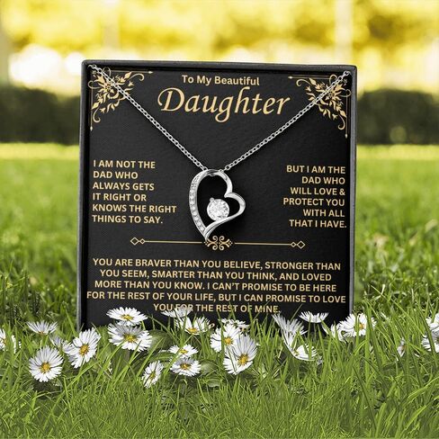 Dad to Daughter Necklace – Heartfelt Gift from Dad to Daughter for Birthday or Christmas, Meaningful Jewelry with Message Card, 14K-18K Gold Finish in Saudi Arabia