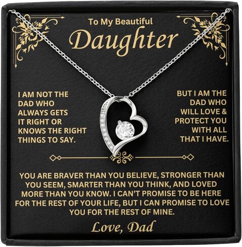 Dad to Daughter Necklace – Heartfelt Gift from Dad to Daughter for Birthday or Christmas, Meaningful Jewelry with Message Card, 14K-18K Gold Finish in Saudi Arabia