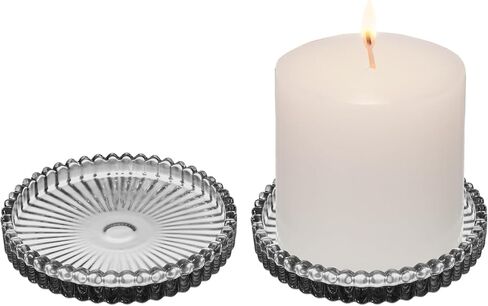 2 حزمة من حاملي الشموع الزجاجية 4 بوصات تصميم حافة مضلعة لوحة شموع مزخرفة مع حواف مسننة حامل عرض أخضر شفاف لديكور المنزل والزفاف قطع مركزية للطاولة in Kuwait