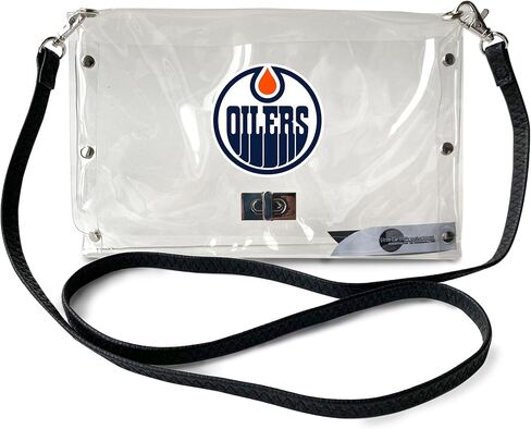 Littlearth womens NHL New York Rangers Clear Envelope Purse with Black Fashion Strap, Clear, 10" x 6.5" x 0.5" in Kuwait