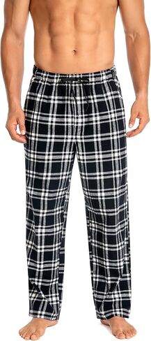 Men's Flannel Pajama Pants 100% Brushed Cotton Adjustable Elastic Waist Christmas Plaid Sleepwear Loungewear in Saudi Arabia