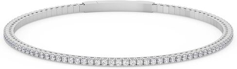 TANACHE 1-5 Ct Lab Grown Diamond Tennis Flexi Bangle for Women in 14K Gold, EF-VS Clarity, 4 Prong Lab Created 1-5 cttw Round Diamond Tennis Bangles, Premium Collection or Jewelry Gift in Saudi Arabia
