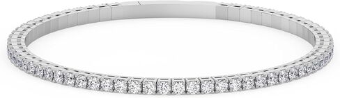 TANACHE 1-5 Ct Lab Grown Diamond Tennis Flexi Bangle for Women in 14K Gold, EF-VS Clarity, 4 Prong Lab Created 1-5 cttw Round Diamond Tennis Bangles, Premium Collection or Jewelry Gift in Saudi Arabia
