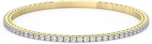 TANACHE 1-5 Ct Lab Grown Diamond Tennis Flexi Bangle for Women in 14K Gold, EF-VS Clarity, 4 Prong Lab Created 1-5 cttw Round Diamond Tennis Bangles, Premium Collection or Jewelry Gift in Saudi Arabia