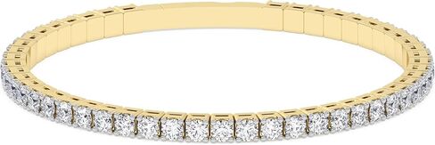 TANACHE 1-5 Ct Lab Grown Diamond Tennis Flexi Bangle for Women in 14K Gold, EF-VS Clarity, 4 Prong Lab Created 1-5 cttw Round Diamond Tennis Bangles, Premium Collection or Jewelry Gift in Saudi Arabia