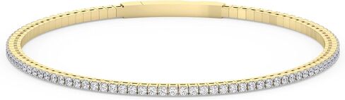 TANACHE 1-5 Ct Lab Grown Diamond Tennis Flexi Bangle for Women in 14K Gold, EF-VS Clarity, 4 Prong Lab Created 1-5 cttw Round Diamond Tennis Bangles, Premium Collection or Jewelry Gift in Saudi Arabia