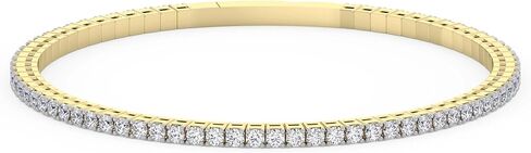 TANACHE 1-5 Ct Lab Grown Diamond Tennis Flexi Bangle for Women in 14K Gold, EF-VS Clarity, 4 Prong Lab Created 1-5 cttw Round Diamond Tennis Bangles, Premium Collection or Jewelry Gift in Saudi Arabia