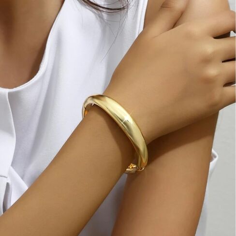 FIRAZIO 3 قطع أساور ذهبية مكتنزة أساور للنساء مطلية بالذهب أساور قابلة للتكديس مجموعة أساور مقاومة للماء غير مشوهة سوار الكفة هدايا المجوهرات العصرية in Kuwait