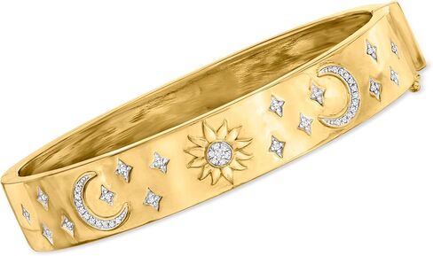 Ross-Simons 0.15 ct. t.w. Diamond Celestial Bangle Bracelet in 18kt Gold Over Sterling in Saudi Arabia