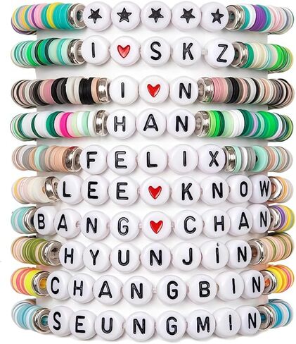 Kpop Bracelet SKZ Clay Bead Bracelets Set, Polymer Clay Stretch Bracelets for Women, Stray Kids Fans Merch Gifts for Birthday Party in Saudi Arabia