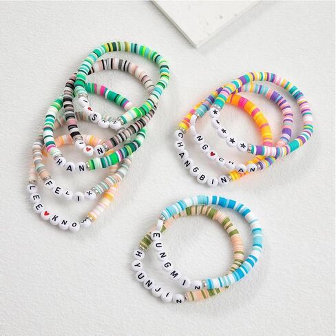 Kpop Bracelet SKZ Clay Bead Bracelets Set, Polymer Clay Stretch Bracelets for Women, Stray Kids Fans Merch Gifts for Birthday Party in Saudi Arabia