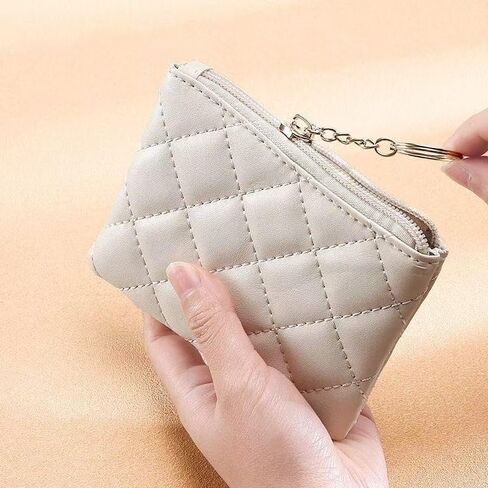 Quilted Coin Purse, 2-Fold Zippered Wallet for Cash and Small Items Organization (Burgundy) in Saudi Arabia