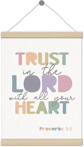 Trust in the Lord with All Your Heart Christian Poster Hanger Frame 12x16 Inch, Boho Room Decor Boy Girl, Proverbs 3:5 Bible Verses Wall Art Decor for Boys Girls Room Bedroom Classroom Playroom in Saudi Arabia