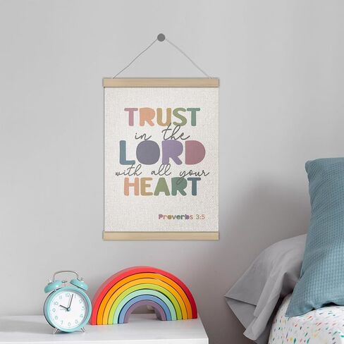 Trust in the Lord with All Your Heart Christian Poster Hanger Frame 12x16 Inch, Boho Room Decor Boy Girl, Proverbs 3:5 Bible Verses Wall Art Decor for Boys Girls Room Bedroom Classroom Playroom in Saudi Arabia