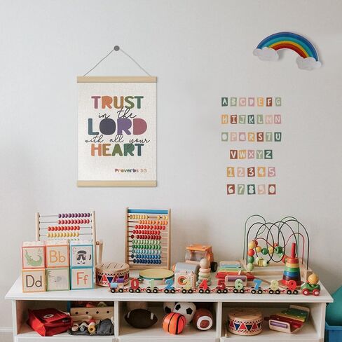 Trust in the Lord with All Your Heart Christian Poster Hanger Frame 12x16 Inch, Boho Room Decor Boy Girl, Proverbs 3:5 Bible Verses Wall Art Decor for Boys Girls Room Bedroom Classroom Playroom in Saudi Arabia