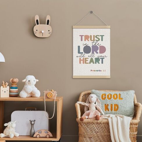 Trust in the Lord with All Your Heart Christian Poster Hanger Frame 12x16 Inch, Boho Room Decor Boy Girl, Proverbs 3:5 Bible Verses Wall Art Decor for Boys Girls Room Bedroom Classroom Playroom in Saudi Arabia