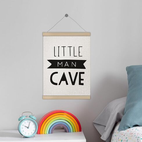 Little Man Cave Sign Poster Hanger Frame 12x16 Inch, Boys Room Decor, Retro Black and White Wall Art Decor for Boy Room Bedroom Playroom in Saudi Arabia