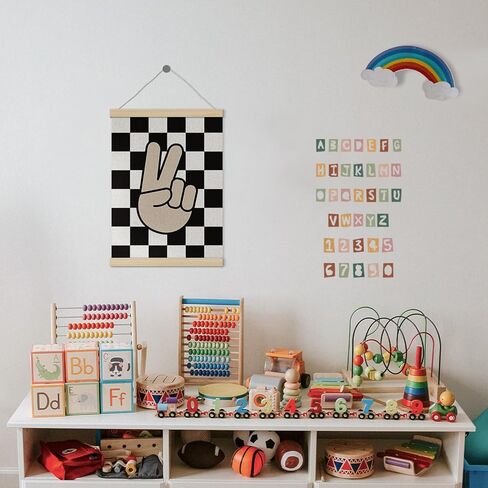 Boys Room Decor, Black Checkered Peace Sign Poster Hanger Frame 12x16 Inch, Retro Preppy Wall Art Decor for Boy Room Bedroom Playroom in Saudi Arabia