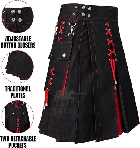 Men's Scottish Utility Kilt Modern Two Tone Cotton Sports Kilts in Saudi Arabia