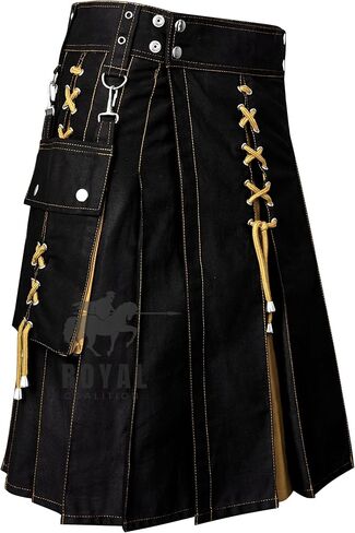 Men's Scottish Utility Kilt Modern Two Tone Cotton Sports Kilts in Saudi Arabia