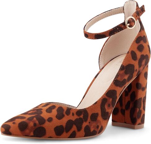 Women's Closed Toe Pumps 3-Inch Chunky Heels Pumps Ankle Strap Dress Wedding Shoes in Kuwait