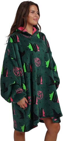 Bioworld Wicked Part 1 Witch & Glinda Seal All-Over Print Adult Green Long Sleeve Comfy Hooded Blanket in Saudi Arabia