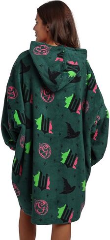 Bioworld Wicked Part 1 Witch & Glinda Seal All-Over Print Adult Green Long Sleeve Comfy Hooded Blanket in Saudi Arabia