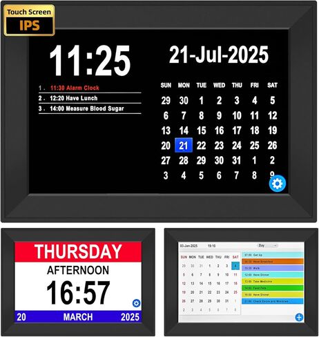 Bgift Digtal Clock with Day and Date for Seniors, Large LCD Time Display, Auto Dimmable, 12 Alarm Settings - Best for The Elderly in Kuwait