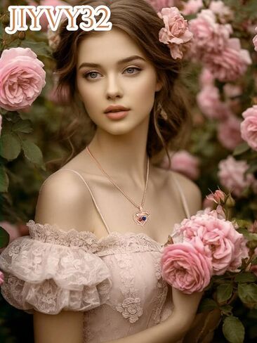 Rose Heart Necklaces for Women, Rose Gold Forever Love Jewelry with 2 Birthstones Pendant, Christmas Anniversarry Birthday Gifts for Her Wife Mom Grandma Daughter, 18+2 Inch Chain in Saudi Arabia