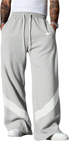 GORGLITTER Men's Baggy Wide Leg Sweatpants Striped Graphic Loose Track Pants Casual Trousers Going Out Joggers in Saudi Arabia